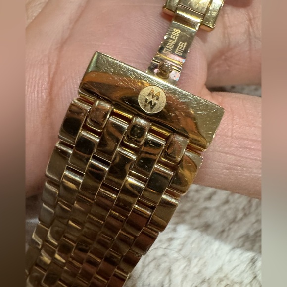 Michele 18mm Gold Plated Metal Bracelet Watch Band - Picture 6 of 16